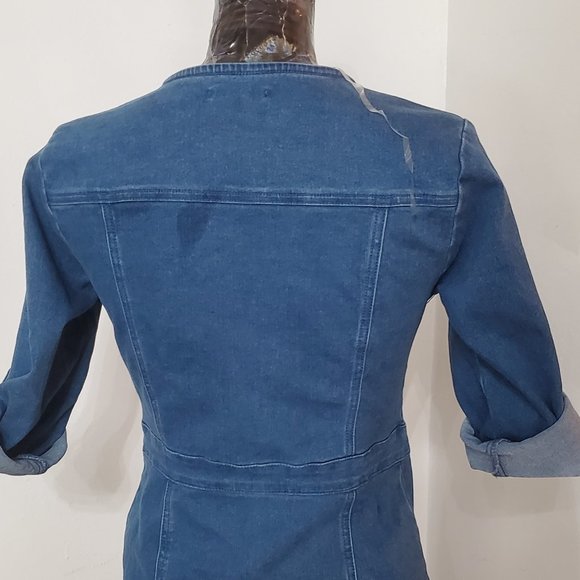 Jean Mini Dress With Zipper - Picture 2 of 4